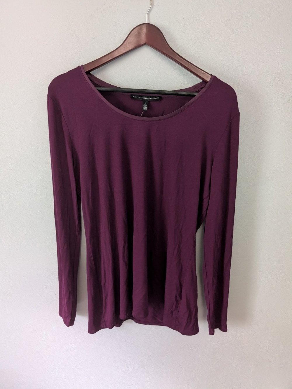 WHBM White House Black Market Long Sleeve Scoop Neck Purple Shirt NWT